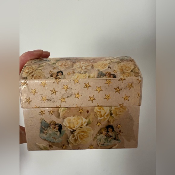 Vintage 90s 1998 Victorian Cherub Rose Star Decoupage Jewelry Trinket Box - Picture 10 of 14